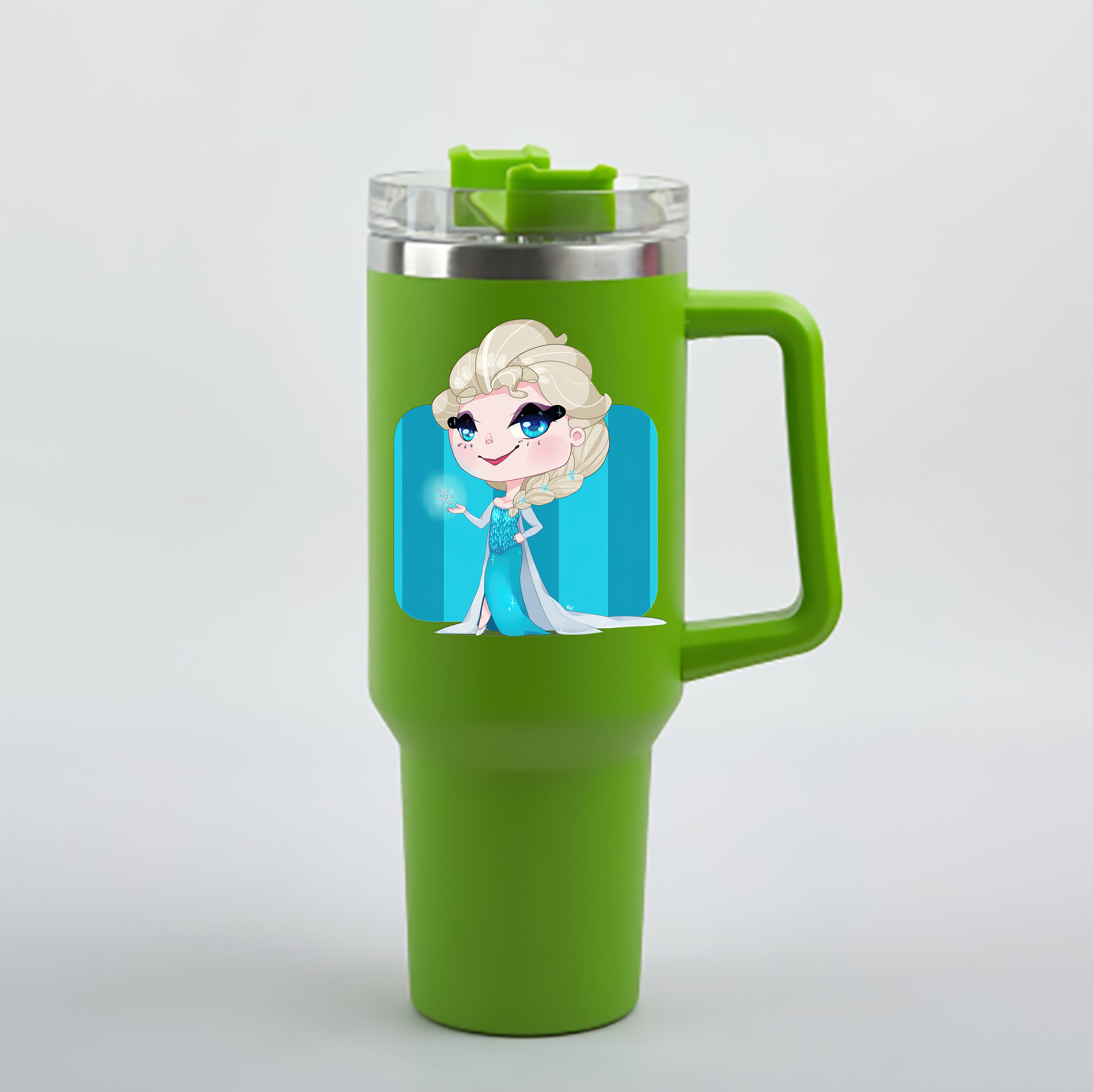 （画像用） アナと雪の女王 アンナ エルサ Frozen Anna Elsa 1200mL車用タンブラー - クリスタルステッカー（プラスチックストロー付き）